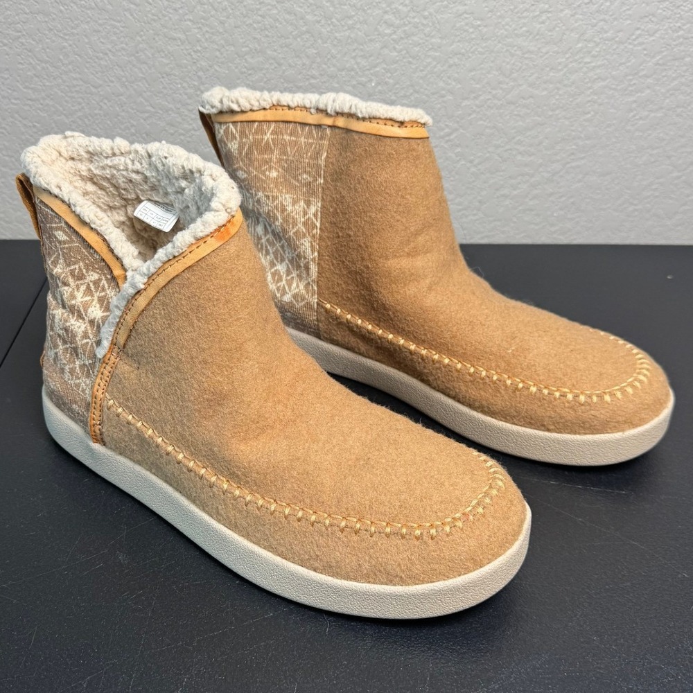Sanuk NIce Bootah Ojai Womens Tan Faux Shearling Ankle Boots 1095069 Size 10